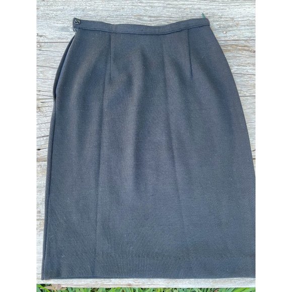 Vintage Wool Knit 1960s Black Classic Skirt Alice Kaye - Picture 3 of 8